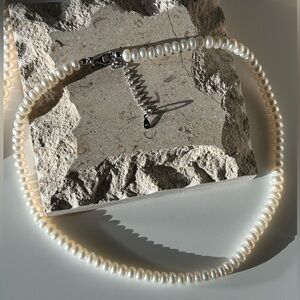 Elegant Classic Pearl Necklace with 6mm freshwater pearls on Sterling Silver